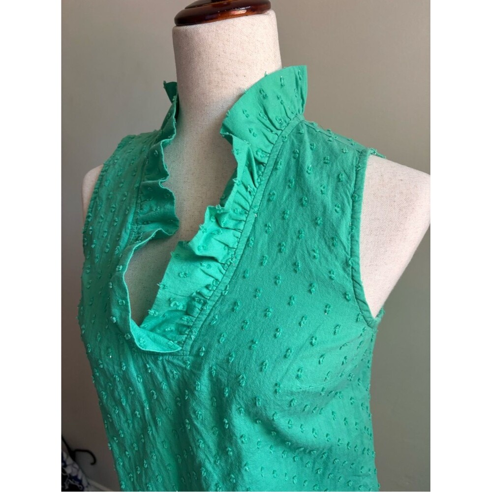 99% Cotton Green with silver thread Blouse Small